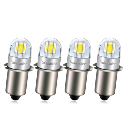 Ruiandsion Bombilla LED P13.5S 18 sin polaridad 3030 2SMD Chip 6000K Blanco 200LM Bombilla LED de repuesto para faros delanteros, linternas, luz de antorcha, paquete de 4