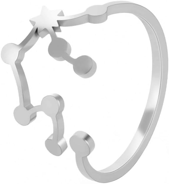 HIJONES Anello Largo Con Costellazioni Zodiacali In Acciaio Inox, Uomo E Donna, Con Sacchetto Velluto - 2