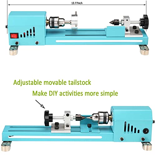 Wood Lathe Mini Lathe Machine Multi-Purpose Type Lathe Milling Cutting Grinding Polishing Professional Table Top Lathe Tool Kit