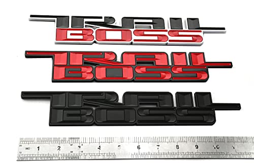 Image of SSDD 2pcs 2019-2021 Trail Boss Emblems 3D Badge Side Nameplate Decal Replacement for Chevy Silverado 1500 HD 2500 HD (Red), CH-Trail