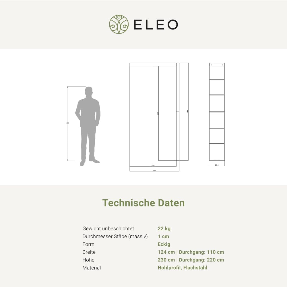 ELEO Wandrosenbogen Sorrento, rostoptik, 2,3 x 1,2 m