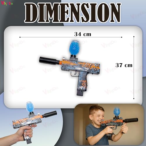 Image of VikriDA Uzi Automatic Gel Ball Blaster Gun | Outdoor Shooting Toy for Adults with 2500 Soft Gel Balls for Fun Battles