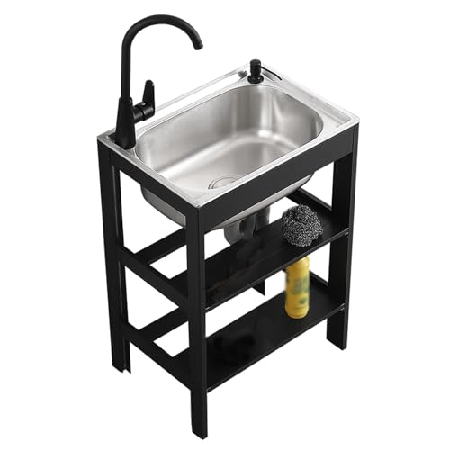 Évier utilitaire autoportant à cuve unique en inox pour cuisine