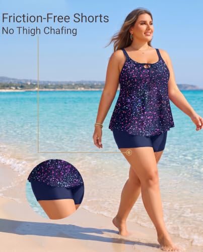Image of Daci Women Plus Size Tankini Swimsuit - 2 Piece Flowy Plus Size Bathing Suits and Shorts with Pockets 2025