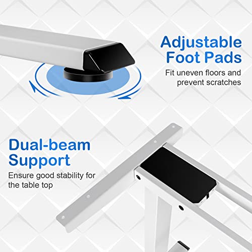 Image of COSTWAY Electric Sit Stand Desk Frame, Dual-Motor Height-Adjustable Standing Desk Base w / 3 Memory Positions & Touch Control Panel, Home Office Computer Desk Frame w /Hook & Cable Tray (White)