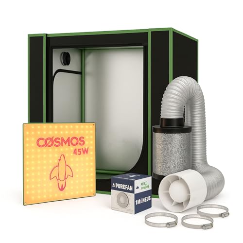 Weedness Mini Grow-Box-Set mit LED-Pflanzenlampe + Belüftungsset, 50x35x50 cm Growzelt, Growschrank, Zuchtzelt Weedness Mini Grow-Box-Set mit LED-Pflanzenlampe + Belüftungsset, 50x35x50 cm Growzelt, Growschrank, Zuchtzelt