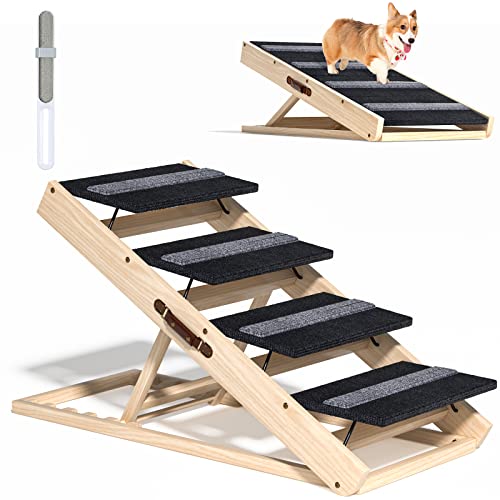Zxmt Dog-Stairs,2-In-1 Dog Ramp For Small & Large Old Dogs & Cats,Folding Pet Stairs With Non-Slip Surface, Adjustable From 12.5" To 21.6",Portable Pet Ramps For High Beds,Couch,Car,Suv,Up To 130Lbs #TOP6