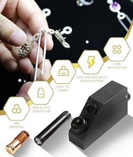 Refractometer, Jewelry Refractometer, RHG181 1.30 to 1.81 Professional ldentification Refractometer, Portable Refractometer with 3ml Reflective Index Fluid, f