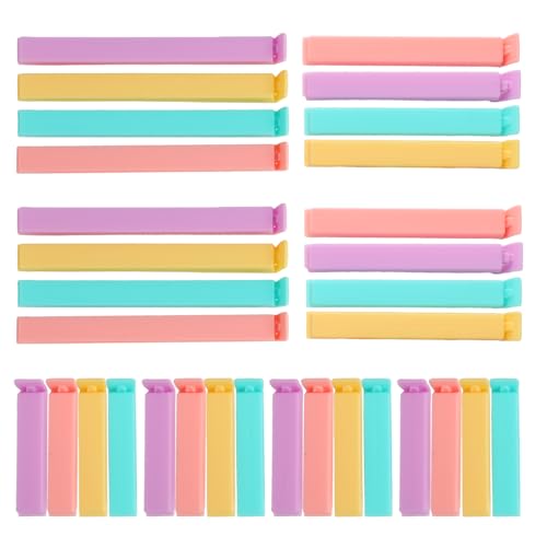 Hisdricus 32 Pinzas Bolsas Alimentos,Pinzas Cocina Bolsas,6.5/9/14 cm Pinzas Cierre Bolsas, Clip de Cierre de Cocina Multicolor Reutilizable de Plástico para Embalaje de Cocina, Caramelos, Café