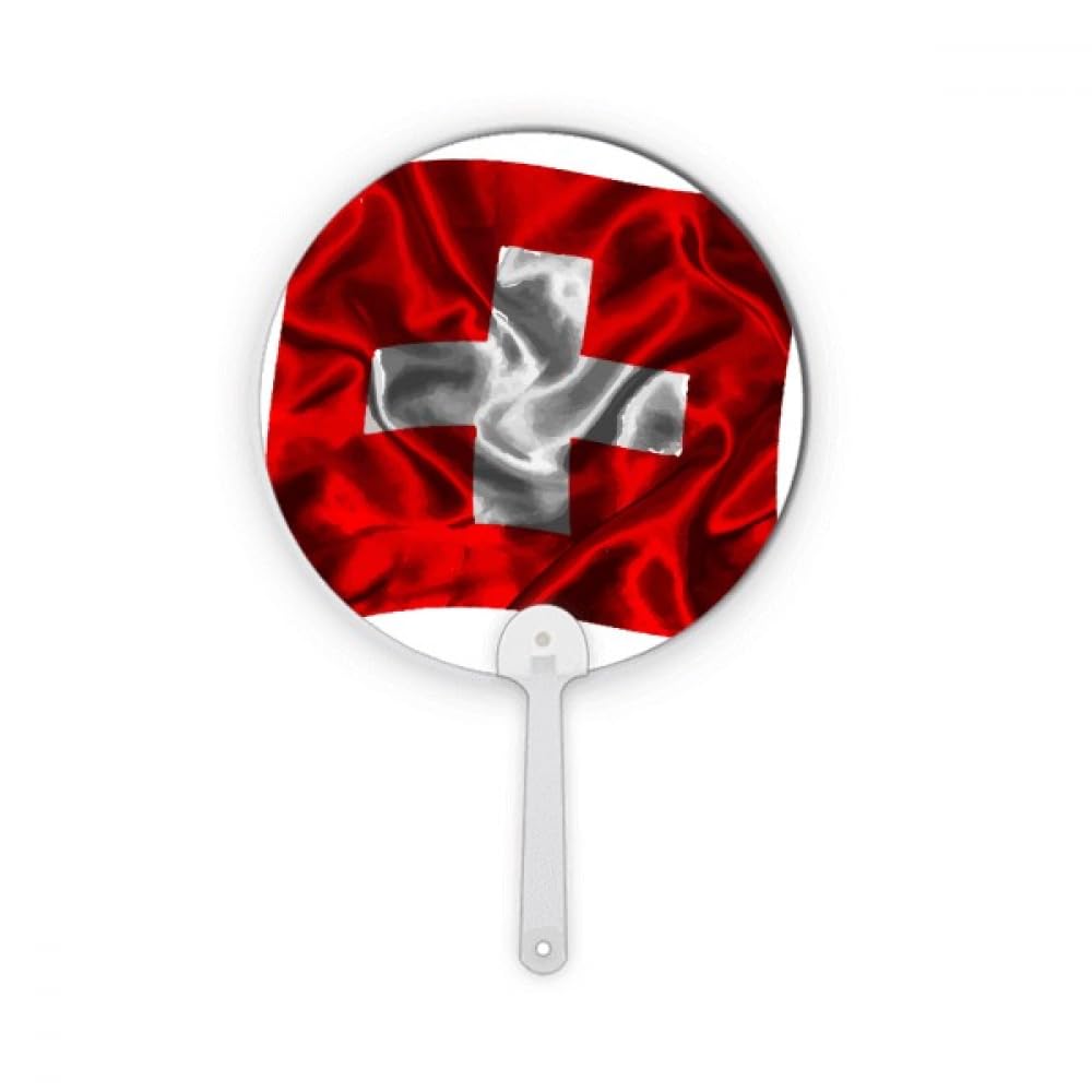 Éventail rond plastique drapeau suisse accessoire de ventilation manuel