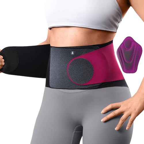 Fitomo Ultra Thin Back Brace for Lower Back Pain Women, Enhanced Lumbar Support System, Seamless Yoga Fabric, Slim-Fit & Invisible, Wear under Clothes, Sciatica, Posture, Lifting, Rose, Size S