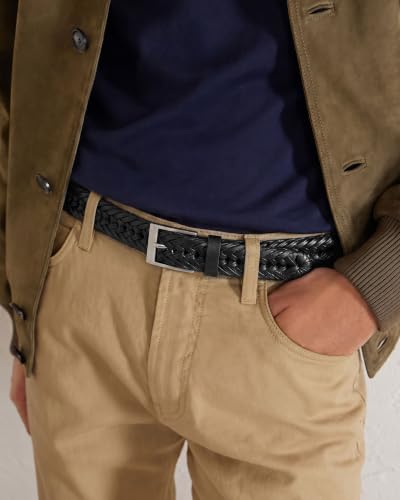 Image of CHAOREN Leather Braided Belts for Men - 1 1 /8 inch Mens Casual Woven Leather Belt for Dress Pant