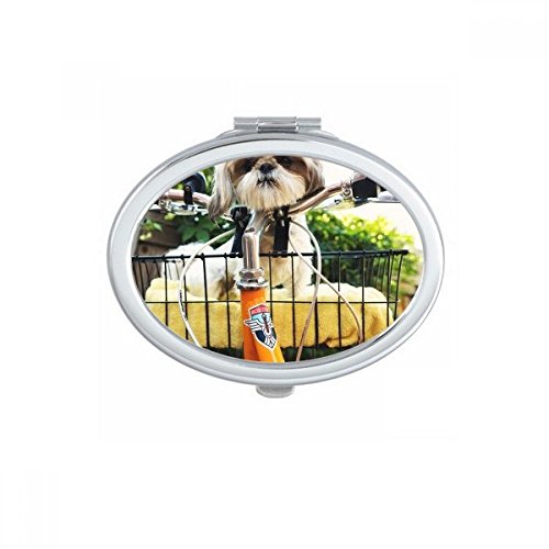 Miroir de poche bouledogue ovale compact pour retouches maquillage
