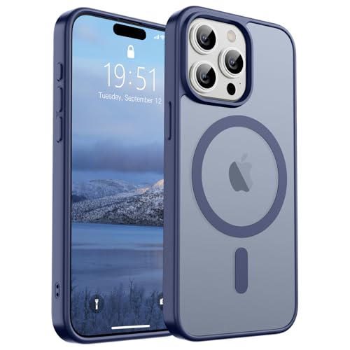 Image of SUPFINE Magnetic for iPhone 15 Pro Max Case (Compatible with MagSafe) (Military Grade Drop Protection) Slim Translucent Matte Shockproof with Anti-Fingerprint Phone Case, Lavender Gray