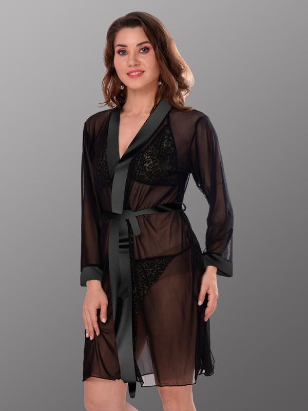 Image of Women Satin Lace Solid Print Babydoll Lingerie Honeymoon Nighty.