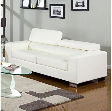 HD Sheffield Contemporary Style Sofa Set in White Bonded Leather