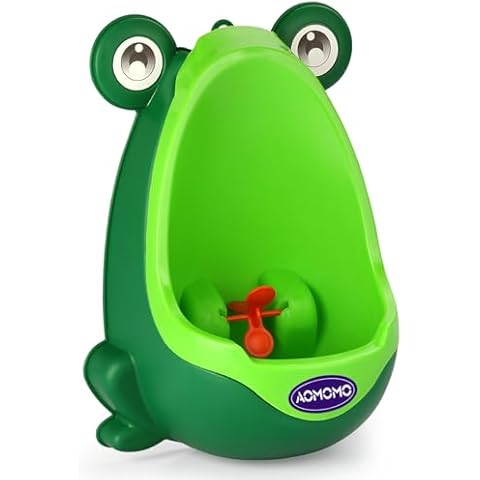 AOMOMO Frog Potty Training Urinal for Boys Toilet with Funny Aiming Target Green Cover