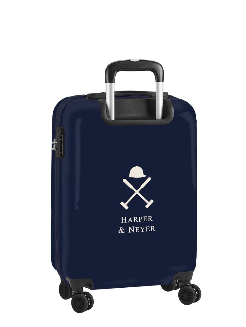 HARPER & NEYER - Trolley da cabina 20 pollici, valigia con ruote, lucchetto di sicurezza, valigia leggera, 34,5 x 20 x 55 cm, Blu navy, M, Casual