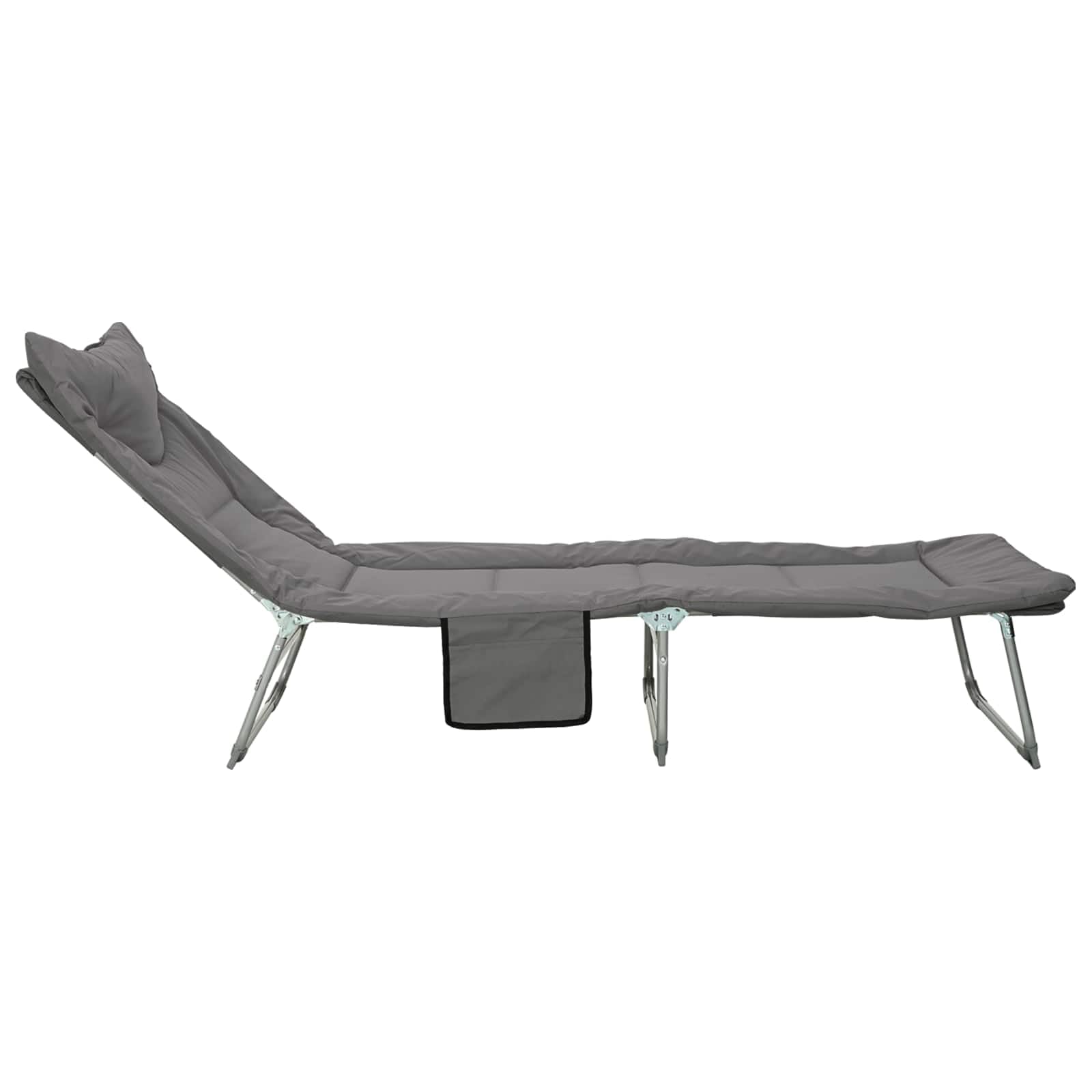 Genérico - Hamaca plegable de acero resistente con cojín (2 unidades), color gris | Poliéster Oxford, Respaldo de 5 posiciones, Bolsillo lateral, Pies antideslizantes, Plegable