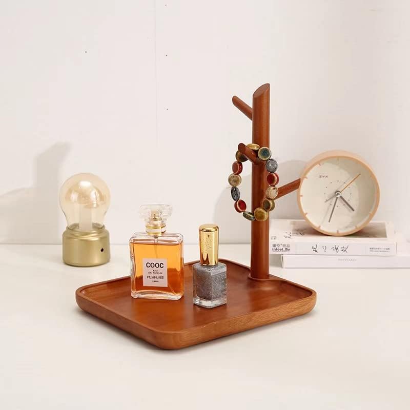 Miniatura 6 de Cuenco de madera personalizado para llaves para mesa de entrada, organizador de bandeja de valet de madera grabada personalizada con 3 estantes para