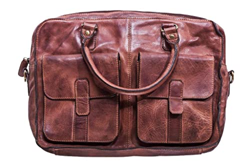Kiko Genuine Brown Leather Briefcase