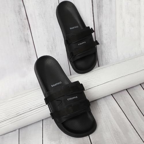 Image of CHUPPS Element Grey & Black Drift Orthopedic Slippers | Soft Footpharma Footbed | Breathable Ventilation Holes | Lightweight Flip Flops | Anti-Skid Chappals for Everyday For Mens