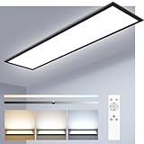 zemty LED Panel Deckenleuchte 80x25 cm, 40W 4000LM Deckenlampe Flach mit Fernbedienung Dimmbar, 3000-6000K Schwarz Tageslichtlampe Decke Lang für Küche Schlafzimmer Wohnzimmer