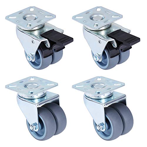 femor 2” Swivel Caster Wheels, Heavy Duty Locking Casters Set of 4 with 2 Brakes, Replacement Casters for Furniture, Carts, Dolly,Trolley- 120 Lbs Per Caster