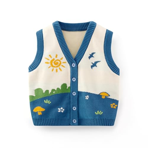 Toddler's Baby Knit Vest for Baby Boys Girls, Rustic Pastoral Style Toddler Sleeveless Sweater Warm Tops