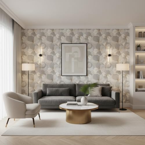 Image of Grey Floral Wallpaper for Walls | Peel and Stick Self Adhesive Wall Sticker | Waterproof PVC Vinyl Decorative Wall Decor for Home, Living Room, Bedroom & Office (45x300 cm)