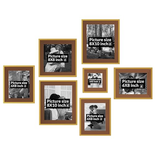 Image of Art Street Brown Collage Photo Frame Set for Wall Decor | Multi Size Wooden Picture Frames Gallery Wall Set for Family Photos | Modern Wall Photo Frames for Living Room, Bedroom & Home Decoration