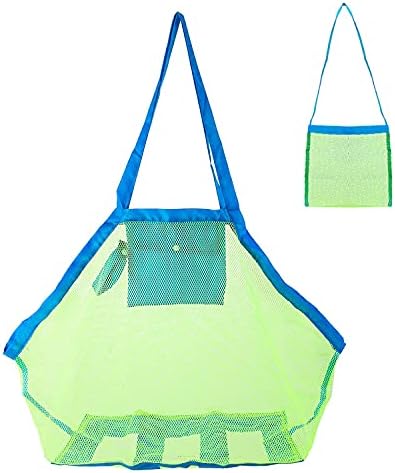 2 Packs Mesh Beach Bag, Extra Large Beach Bag Tote Bag for Holding Beach Toys Children’s Toys Towels Picnic Market Grocery Beach Tote Bag Kids Sea Shell Bag Toys Organizer (XL & S)