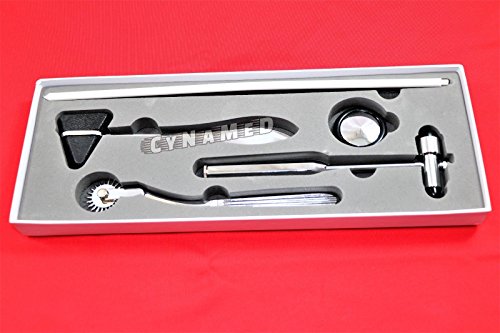 NEW Premium Neurological DIAGNOSTIC 4 pcs SET Reflex Hammer set Pinwheel, Taylor hammer Queen Square, Buck hammer-BLack (CYNAMED BRAND)