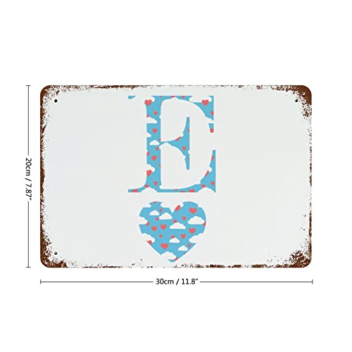 Plaque en métal avec initiales E panneau décoratif pour cour, jardin et commerce