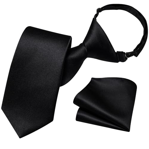 Image of Barry.Wang Boys Ties Pre-Tied Satin Solid Color Kids Tie Pocket Square Set Adjustable Formal Necktie Graduation School