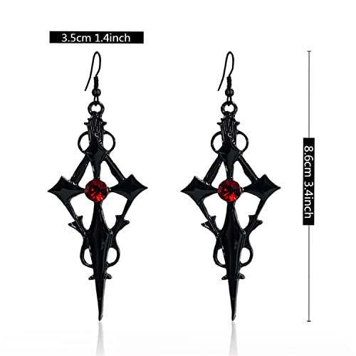 Black Cross Dangle Earrings - Punk & Party Style, Perfect for Halloween Cosplay & Fashion Events2