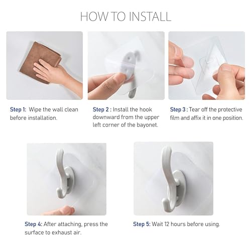 Image of Transparent Adhesive Hanging Heavy Duty Robe Towel Sticky Clear Hooks Waterproof and Oilproof Wall Hooksfor Home Bathroom Kitchen Office (S-Hook-10)