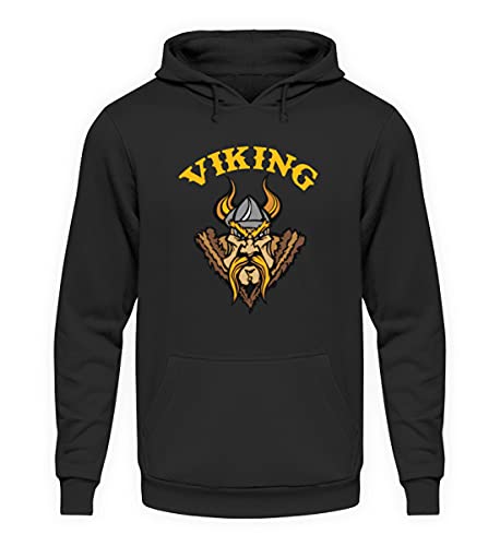 Pull à capuche Viking noir en taille S style nordique unisexe