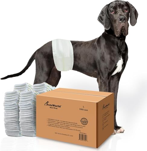 PetsWorld Disposable Male Dog Diapers (Large, 600 Count) with Wetness Indicator
