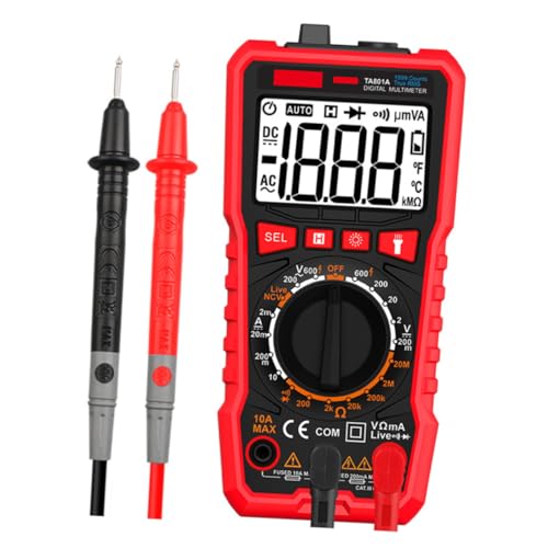 ARTIBETTER Digital Multimeter Volt Tester Handheld with Flashlight Skid Design Measures Voltage Resistance for Automotive Electrical