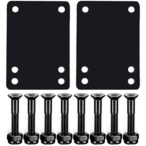 Skateboard Riser Pads Longboard Bridge Gasket Mounting Replacement Hardware Bolts Set for Scooters Cruisers Blackskateboard Riser Pads