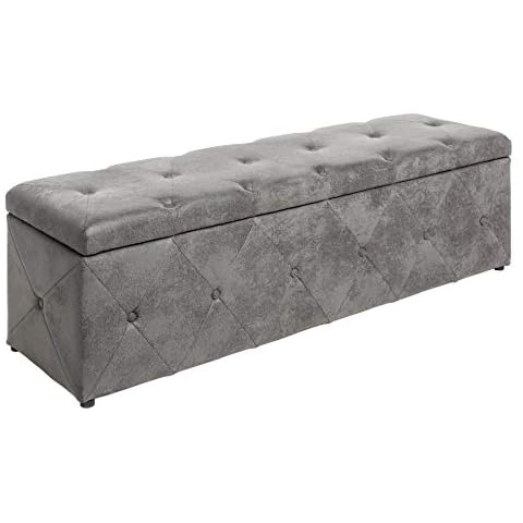 Elegante Bettbank EXTRAVAGANCIA 140cm antik grau Chesterfield Design Bank Sitzbank Truhe Cover