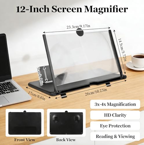 12 Inch Cell Phone Screen Amplifier - 3D HD Horizontal Screen Enlarger, Foldable Phone Stand for Movies & Videos, Universal for All Smartphones (Black) — view 6