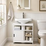 SoBuy FRG128-II-W Szafka Pod Umywalk Łazienkowa Meble Stojąca Łazienkowe Regał 60 x 30 x 60 cm, Biały