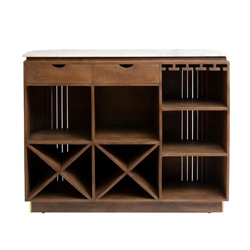Image of The Attic Carlston Bar Cabinet,Hard and Soft Drinks Bar Storage Cabinet,Wine Wisky Scotch,Bar for Home,Solid Mango Wood,Provential Teak Matte Finish