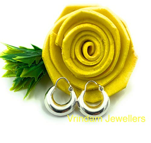 Vrindam Jewellers Exclusive 925 Sterling Silver Plain bali Hoop Earing For Girls And Women Comfortable Size12MM Light Weight 2 GM - Image 6