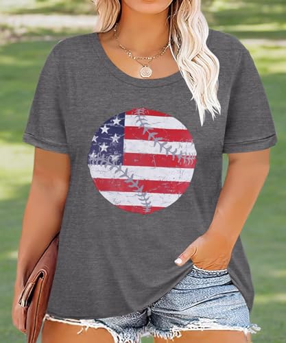 Image of CARCOS Plus Size Tops for Women Short Sleeve Shirt Summer Star /Leopard /Tie Dye /Flower Crewneck Pullover Tunic XL-5XL