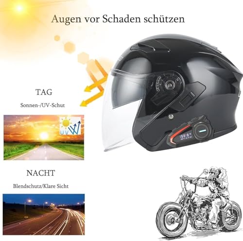 Casque jet bluetooth grande taille 2xl ece contre soleil - 6
