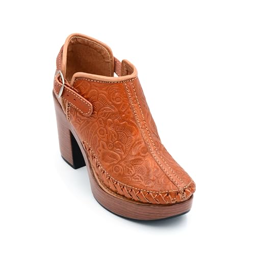 Discover the Best Boots Made in Mexico: Style & Durability 15 COLORES DE MEXICO MX - Mexican Engraved Genuine Leather Ankle Boots with Strap for Women - Model 490 (8, Brown)