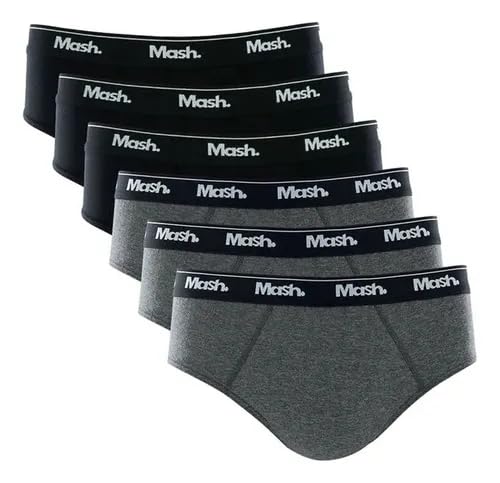 Kit 6 Cuecas Slip Algodão Mash (BR, Alfa, G, Regular, PT00)